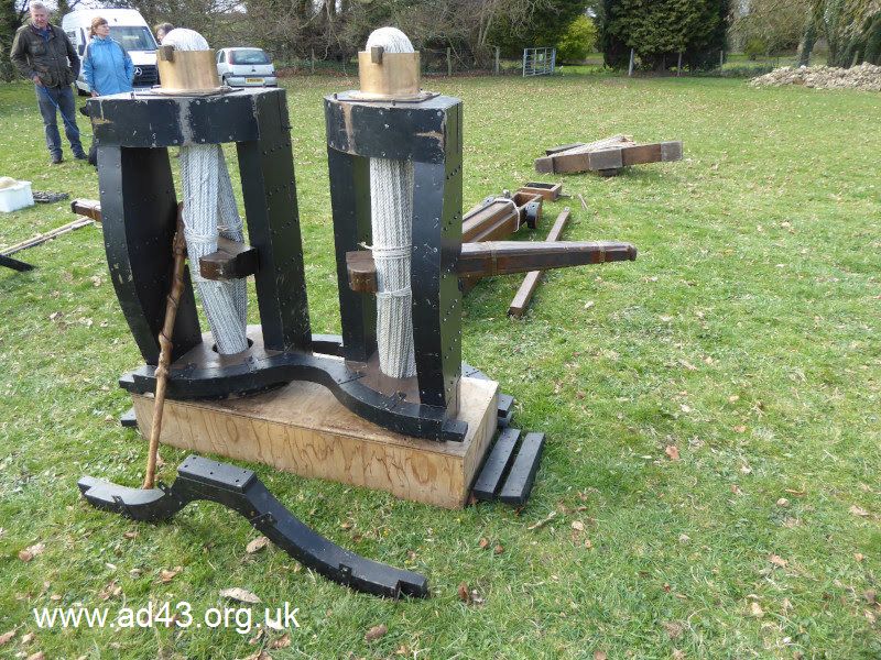 Catapult parts laid out for assembly