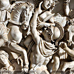 Battle scene sculpture